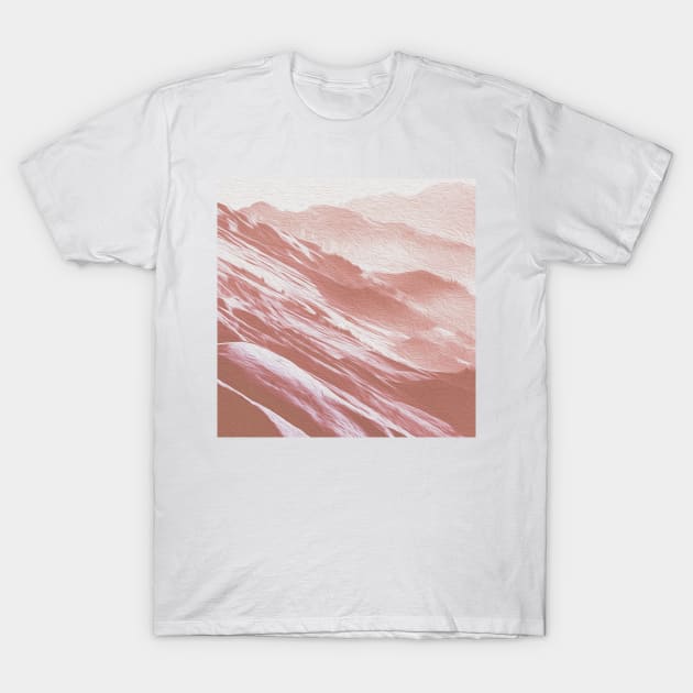 Rose Blush Mountains Oil Effects 1 T-Shirt by peachesinthewild